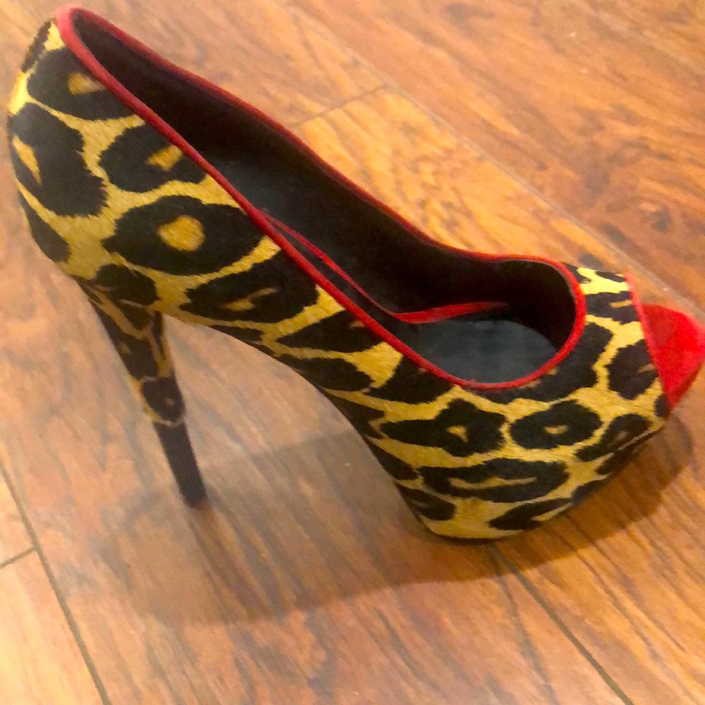Boutique 9 Leopard and Red Peep Toe Pump
